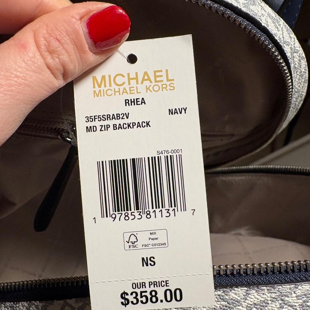 NWT Michael Kors Navy and Gray Backpack - Picture 5 of 6